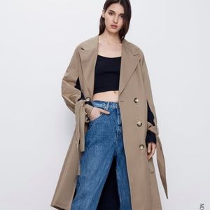 NWT ZARA Cotton Wool Mixted Oversized Trench Coat